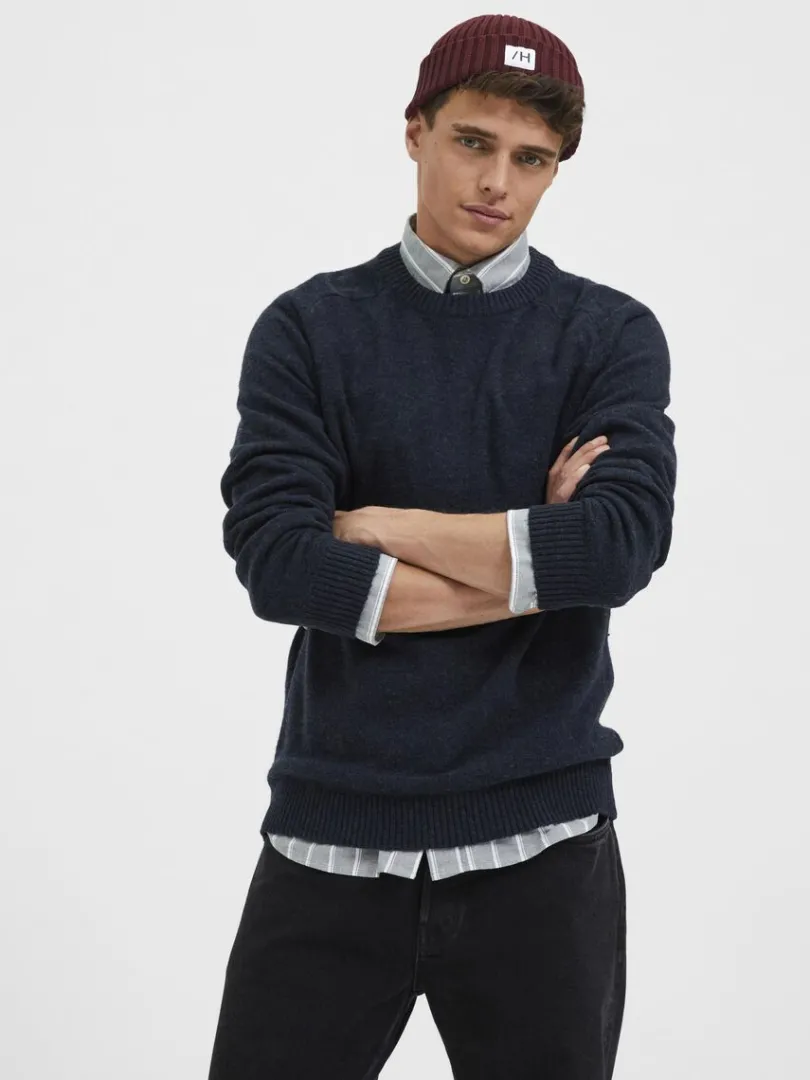 crew_neck_striktrje_2.webp Strik>SELECTED CREW NECK STRIKTRØJE Blue