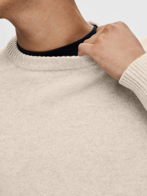 Strik>SELECTED CREW NECK STRIKTRØJE Beige
