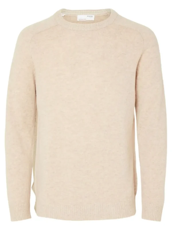 Strik>SELECTED CREW NECK STRIKTRØJE Beige