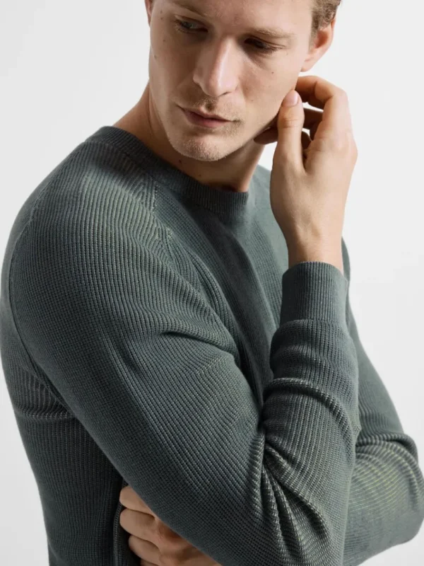 Strik>SELECTED CREWNECK I BOMULD PULLOVER Blue