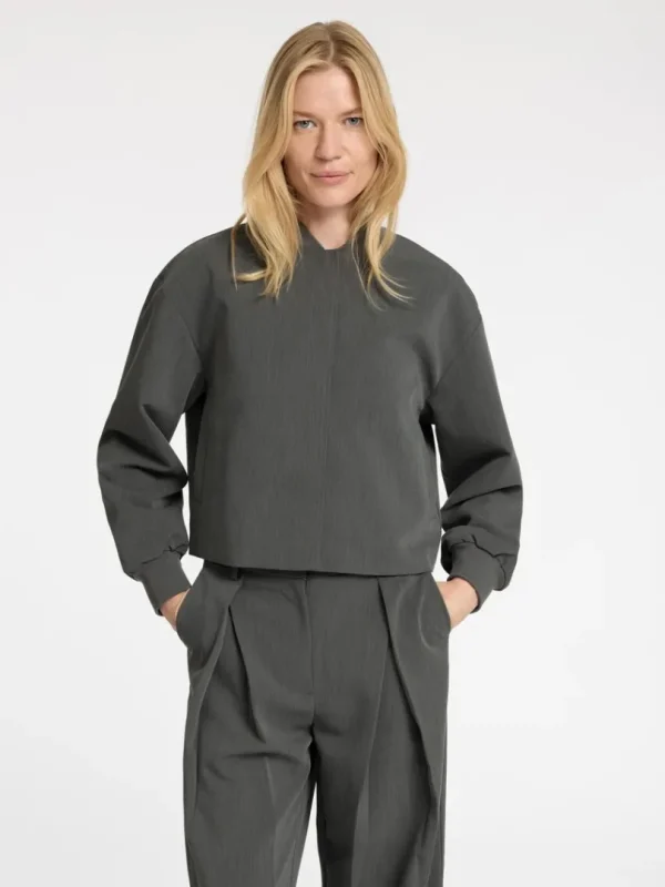 Overtøj>SELECTED CROPPED BOMBERJAKKE Grey
