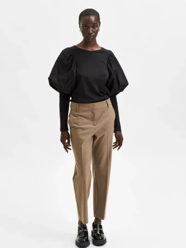 Bukser | Jakkesæt & Blazers>SELECTED CROPPED BUKSER Brown