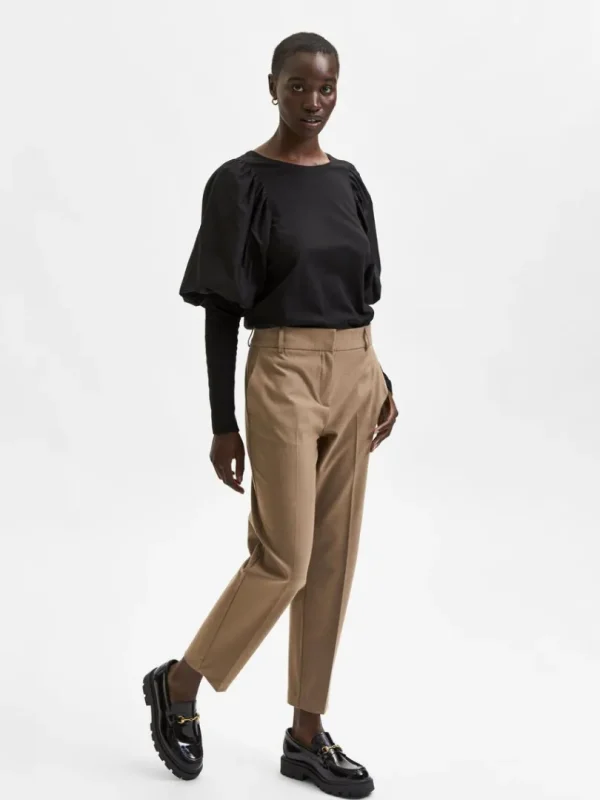 Bukser | Jakkesæt & Blazers>SELECTED CROPPED BUKSER Brown