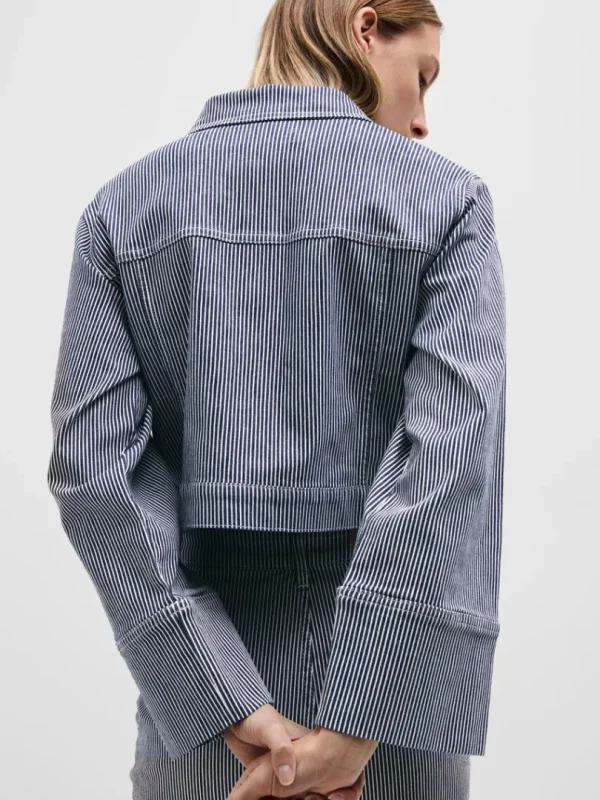 Overtøj>SELECTED CROPPED DENIMJAKKE Blue
