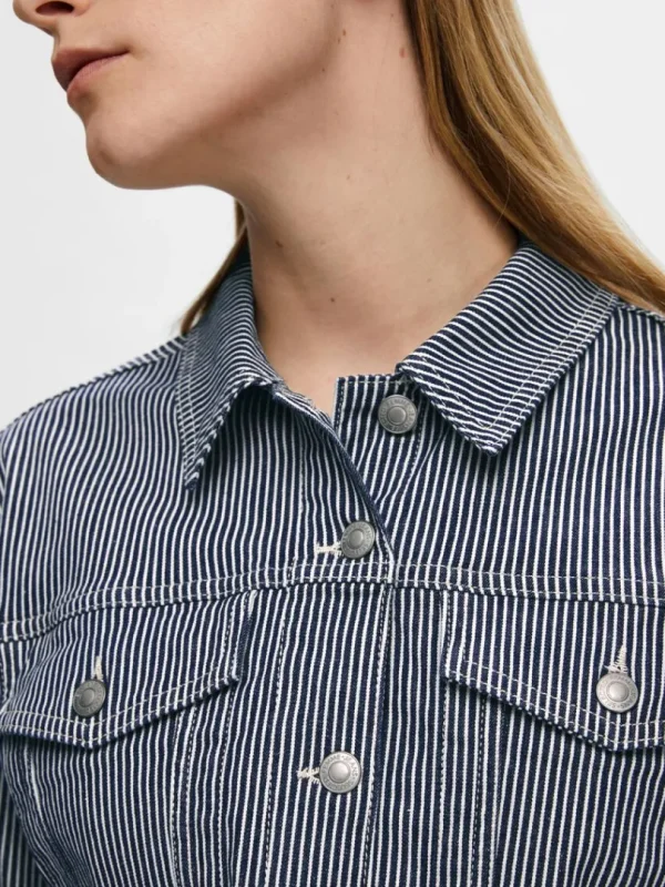 Overtøj>SELECTED CROPPED DENIMJAKKE Blue