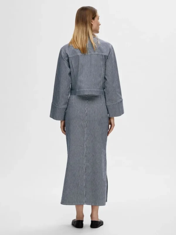 Overtøj>SELECTED CROPPED DENIMJAKKE Blue