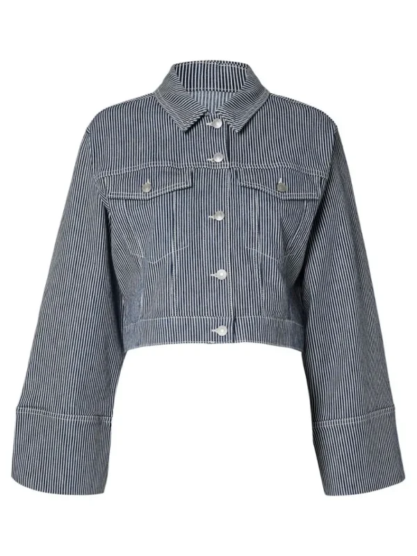 Overtøj>SELECTED CROPPED DENIMJAKKE Blue
