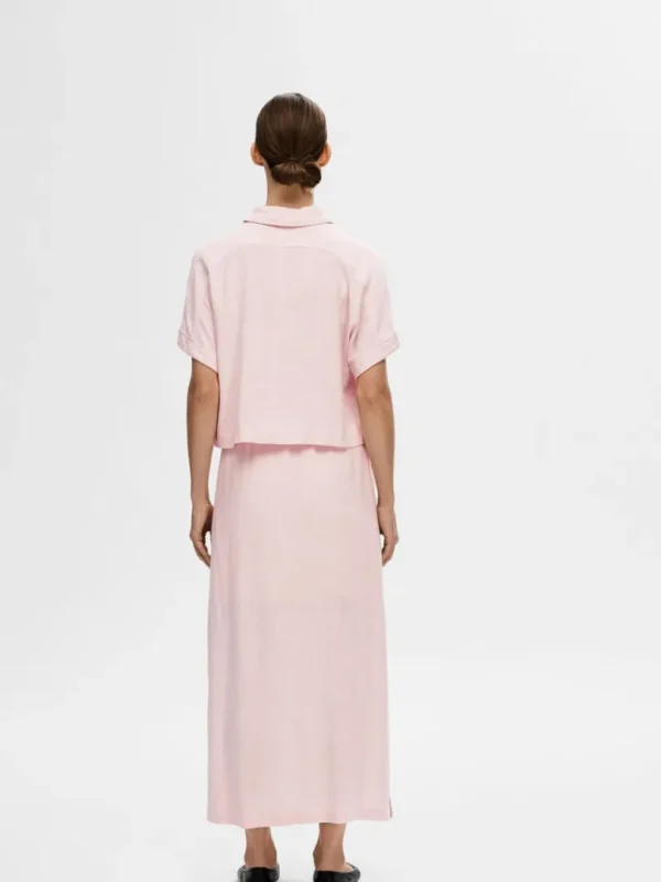Skjorter>SELECTED CROPPED KORTÆRMET SKJORTE Pink