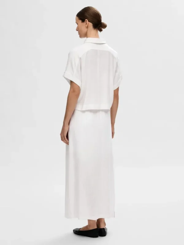 Skjorter>SELECTED CROPPED KORTÆRMET SKJORTE White