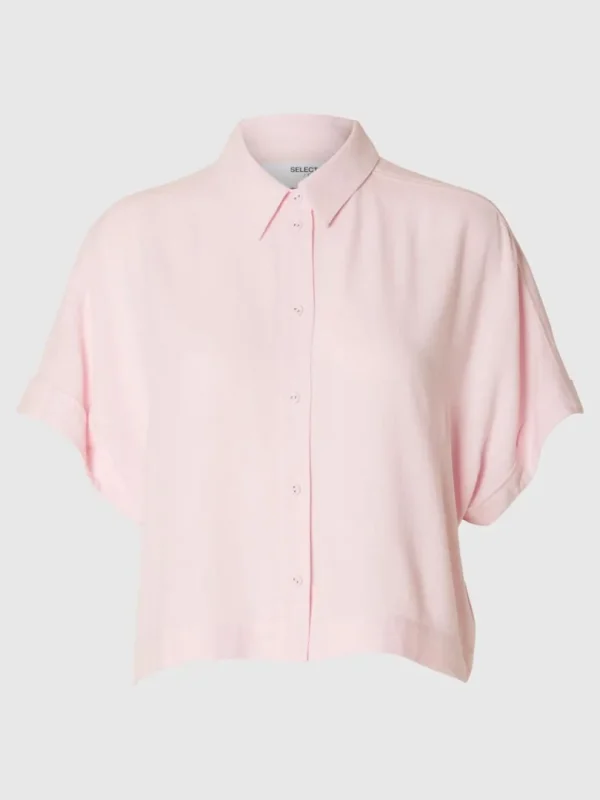 Skjorter>SELECTED CROPPED KORTÆRMET SKJORTE Pink