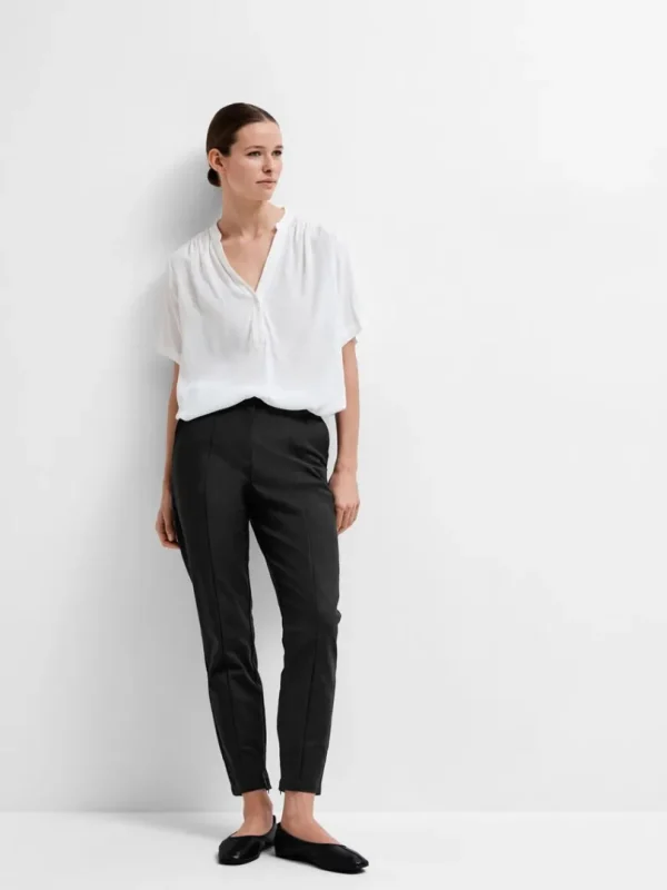 Bukser | Jakkesæt & Blazers>SELECTED CROPPED SLIM FIT BUKSER Black