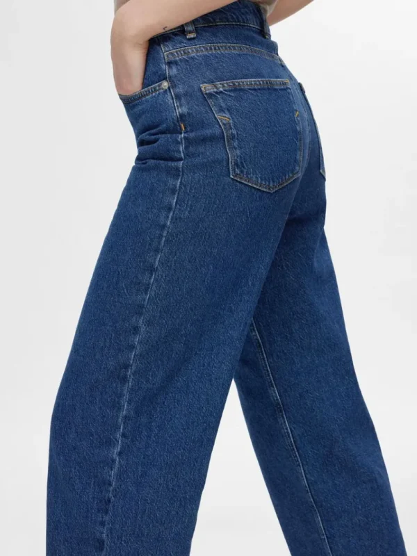 Jeans>SELECTED CROPPED STRAIGHT FIT JEANS Blue