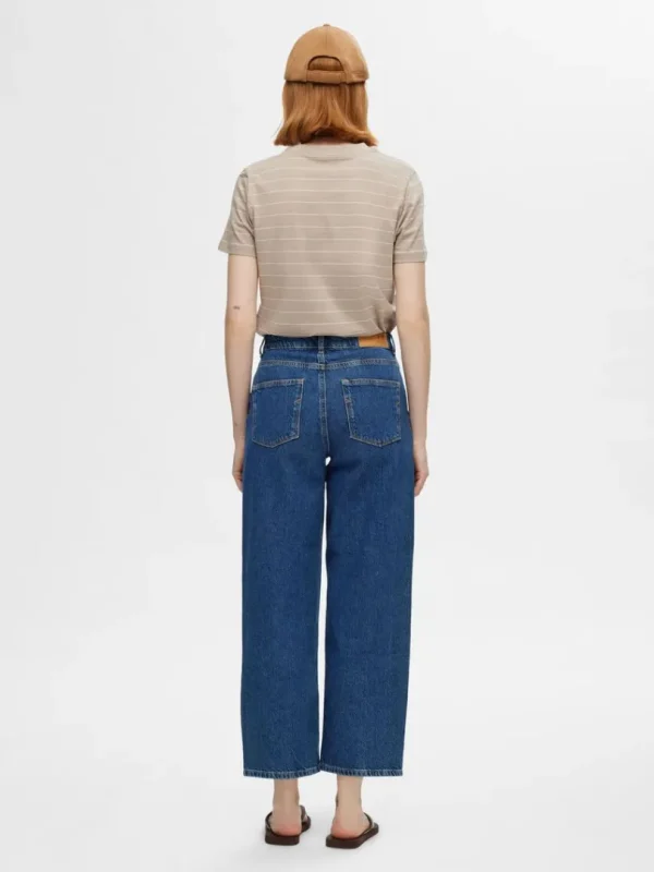 Jeans>SELECTED CROPPED STRAIGHT FIT JEANS Blue