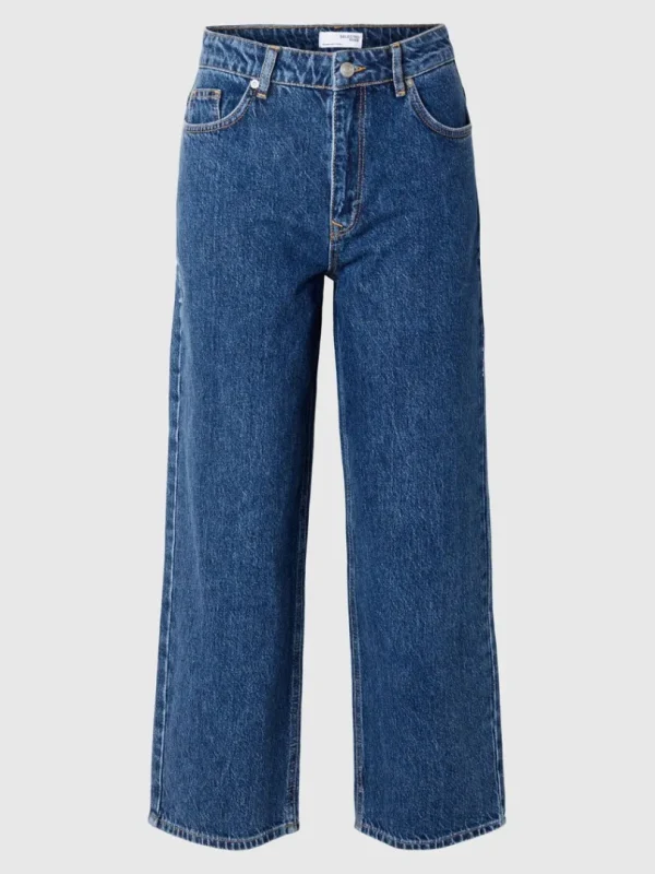 Jeans>SELECTED CROPPED STRAIGHT FIT JEANS Blue