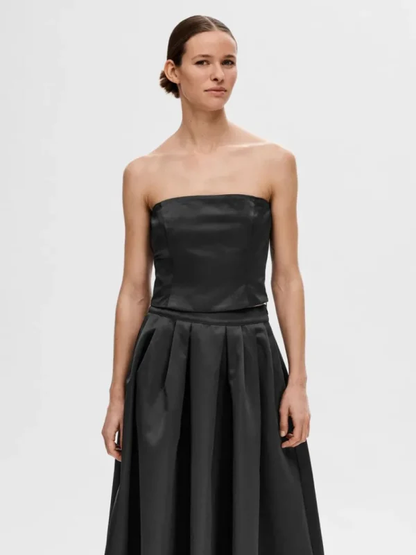 Toppe Og Bluser>SELECTED CROPPED TUBE-TOP Black