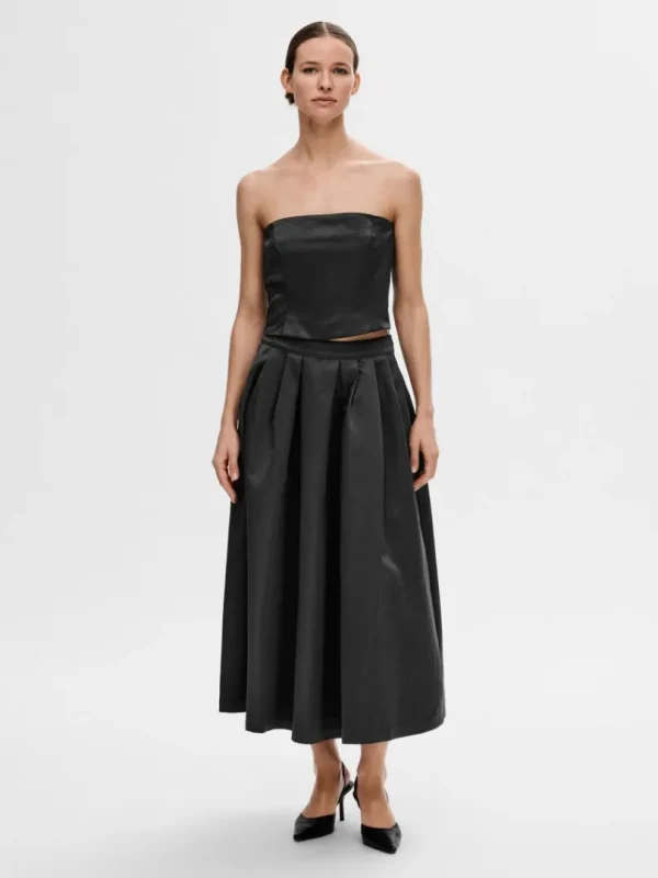 Toppe Og Bluser>SELECTED CROPPED TUBE-TOP Black