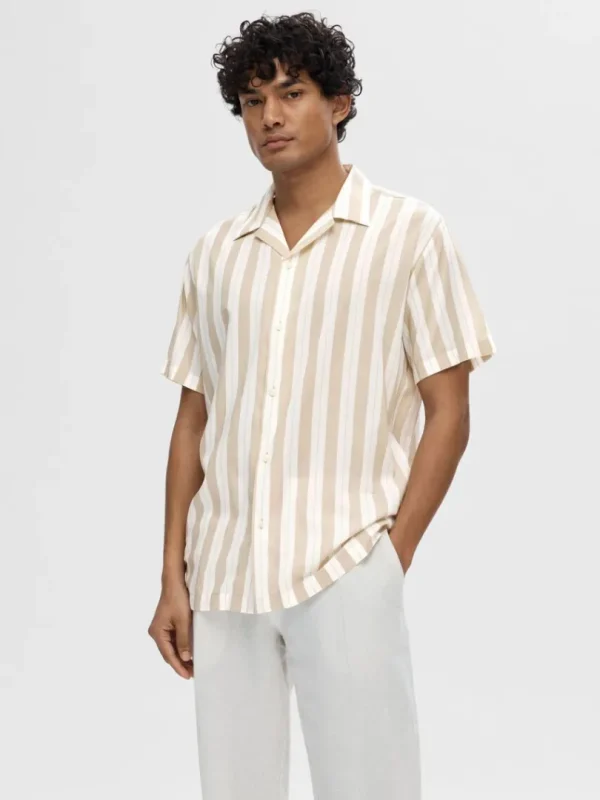 Skjorter>SELECTED CUBANSK KRAVE SKJORTE Beige