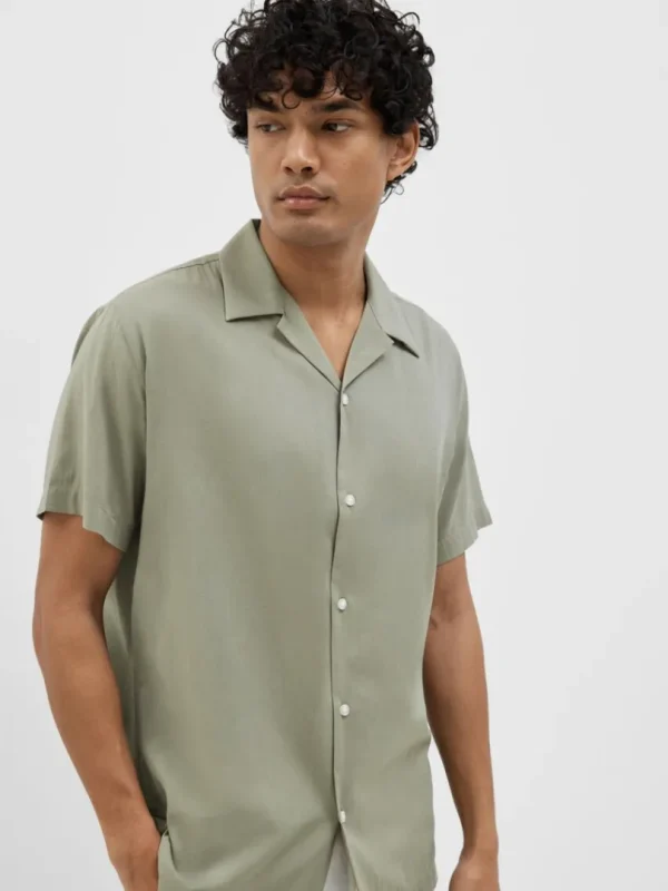 Skjorter>SELECTED CUBANSK KRAVE SKJORTE Green