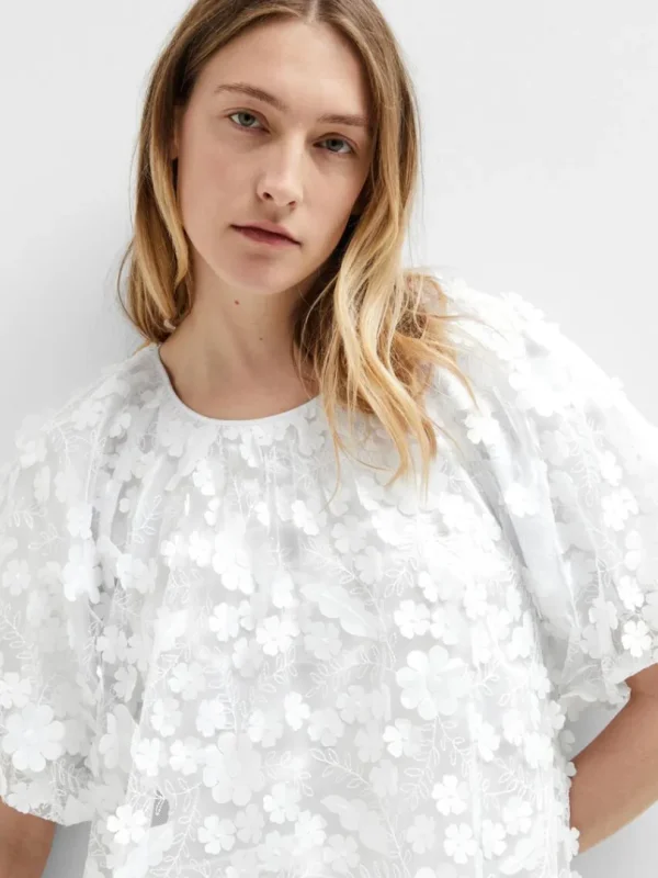 Kjoler>SELECTED 3D BLOMSTRET TEKSTUR KORT KJOLE White