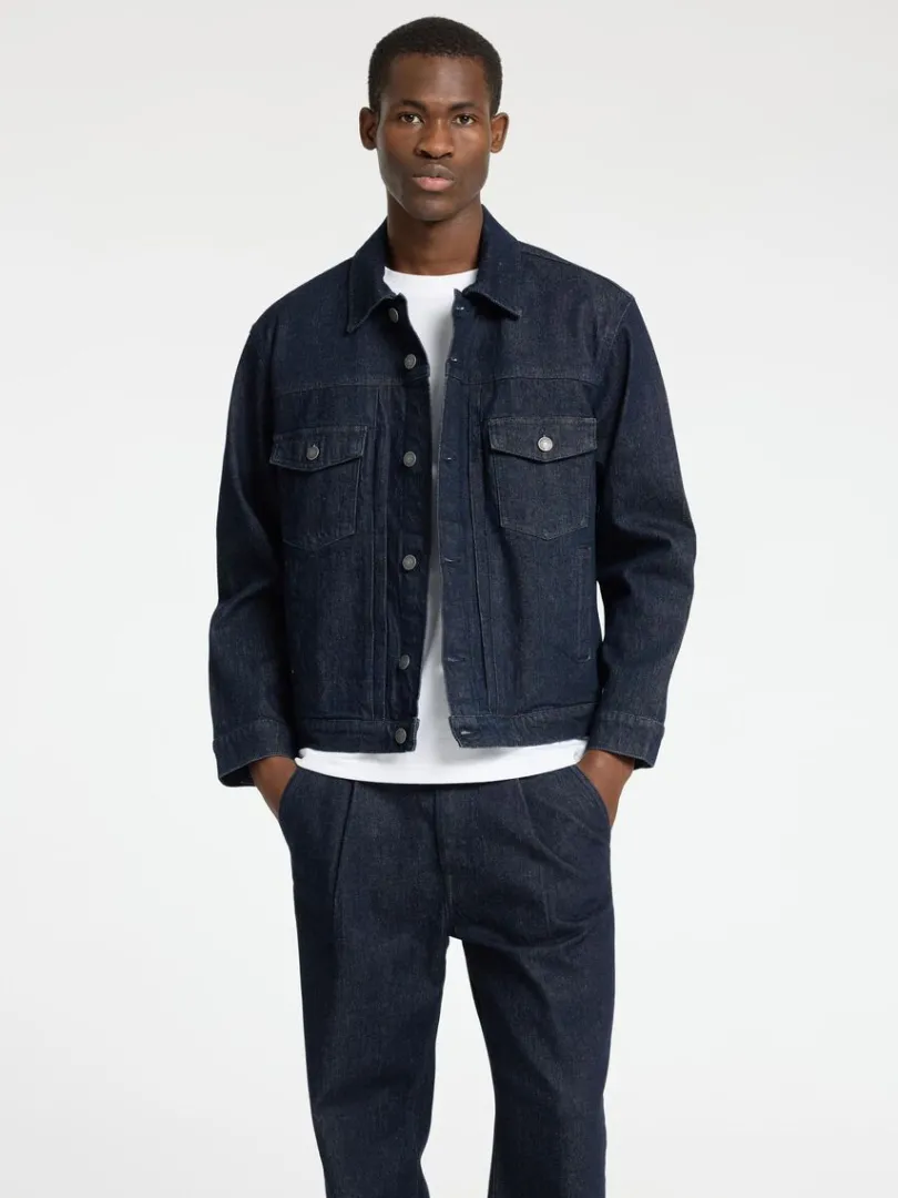 dark_wash_denimjakke_0.webp Overtøj>SELECTED DARK WASH DENIMJAKKE Blue