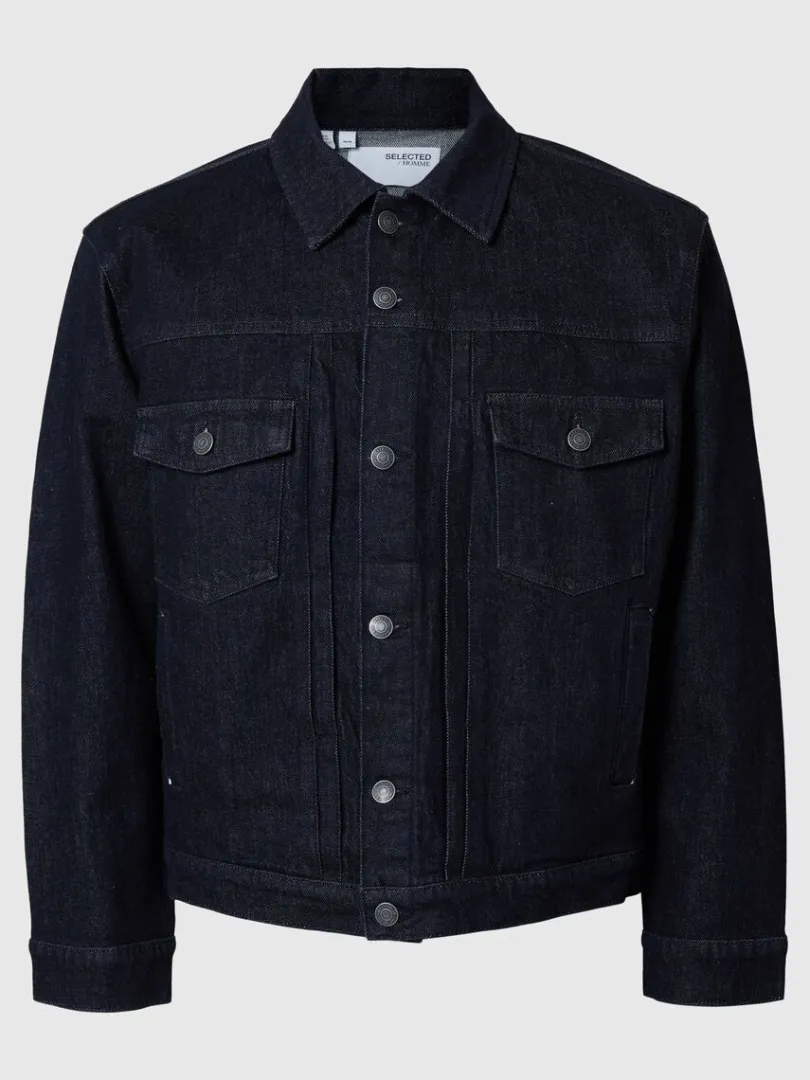 dark_wash_denimjakke_5.webp Overtøj>SELECTED DARK WASH DENIMJAKKE Blue