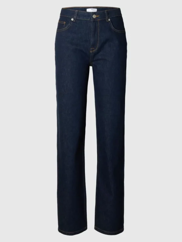 Jeans>SELECTED DARK WASH STRAIGHT FIT JEANS Blue