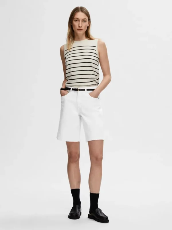 Shorts>SELECTED DENIM BERMUDA SHORTS White