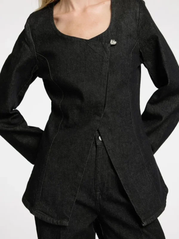 Overtøj>SELECTED DENIM BLAZER Black