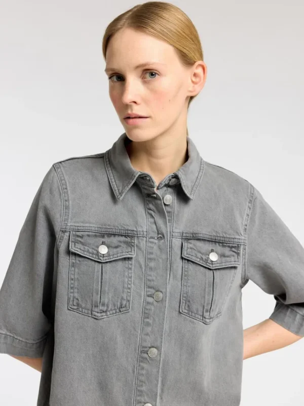 Kjoler>SELECTED DENIM MIDIKJOLE Grey