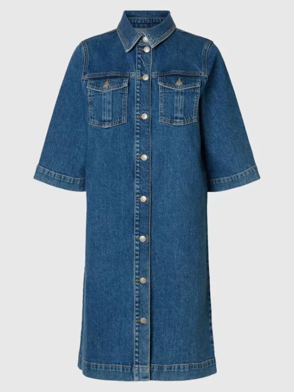 Kjoler>SELECTED DENIM MIDIKJOLE Blue