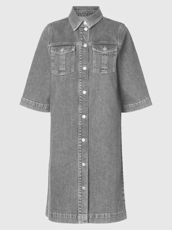 Kjoler>SELECTED DENIM MIDIKJOLE Grey