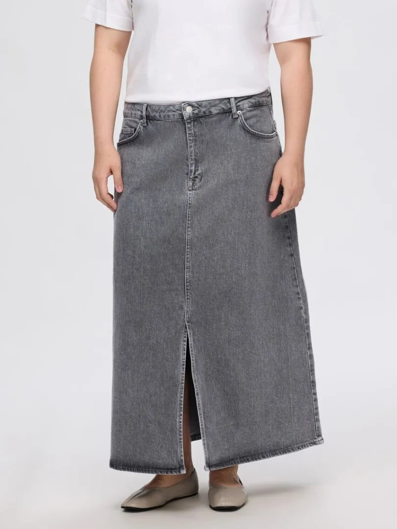 denim_midinederdel_0-3.webp Nederdele>SELECTED DENIM MIDINEDERDEL Grey