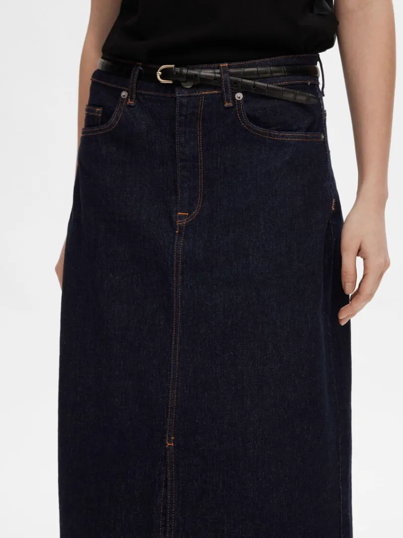 denim_midinederdel_4-1.webp Nederdele>SELECTED DENIM MIDINEDERDEL Blue