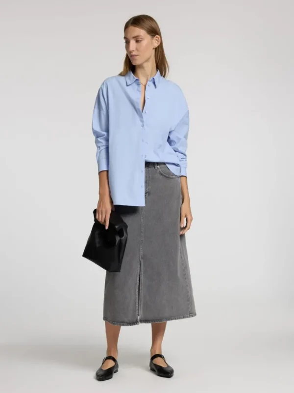 Nederdele>SELECTED DENIM MIDINEDERDEL Grey