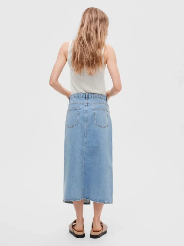 Nederdele>SELECTED DENIM MIDINEDERDEL Blue