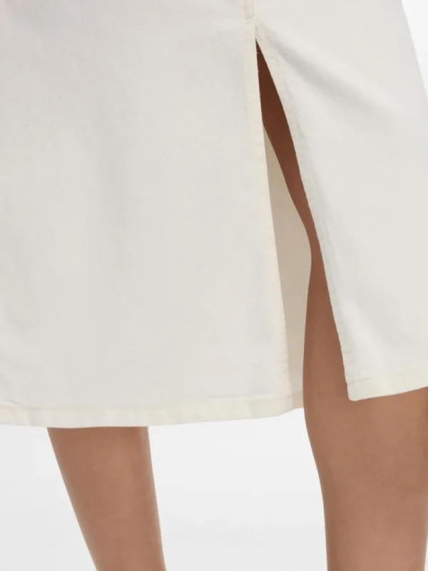 Nederdele>SELECTED DENIM MIDINEDERDEL White