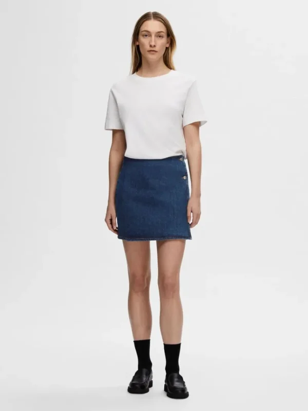 Nederdele>SELECTED DENIM SLÅ-OM-NEDERDEL Blue