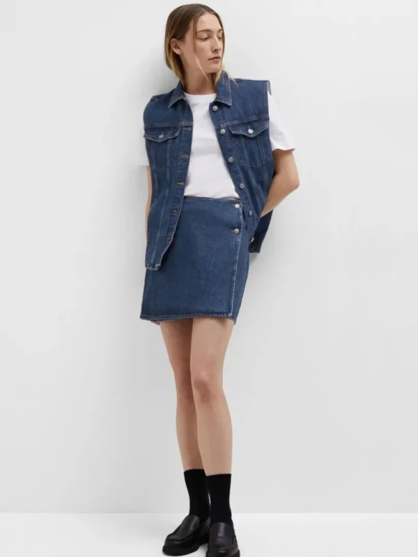 Nederdele>SELECTED DENIM SLÅ-OM-NEDERDEL Blue