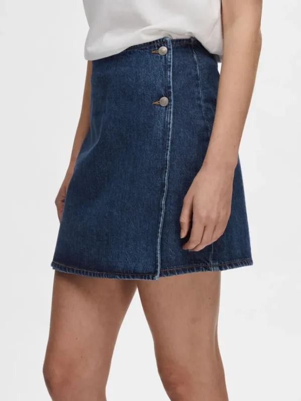 Nederdele>SELECTED DENIM SLÅ-OM-NEDERDEL Blue