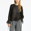 Toppe Og Bluser>SELECTED DETALJERET LANGÆRMET BLUSE Black