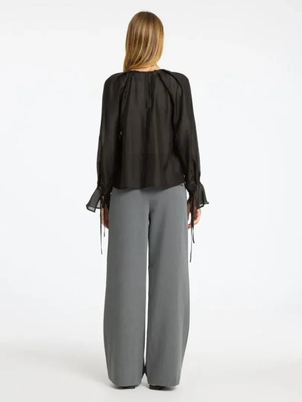 Toppe Og Bluser>SELECTED DETALJERET LANGÆRMET BLUSE Black