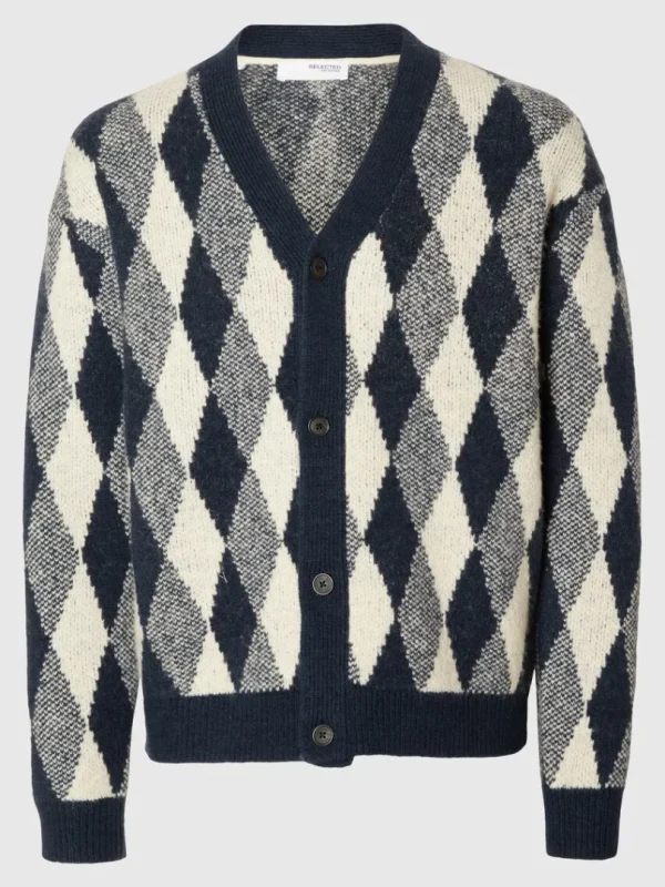Strik>SELECTED DIAMAND-TERN CARDIGAN Blue