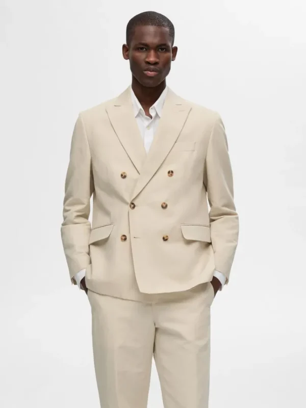 Jakkesæt & Blazers>SELECTED DOBBELTRADET BLAZER Beige