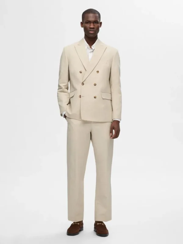 Jakkesæt & Blazers>SELECTED DOBBELTRADET BLAZER Beige