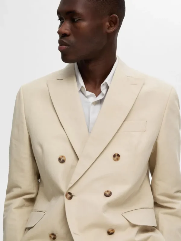 Jakkesæt & Blazers>SELECTED DOBBELTRADET BLAZER Beige