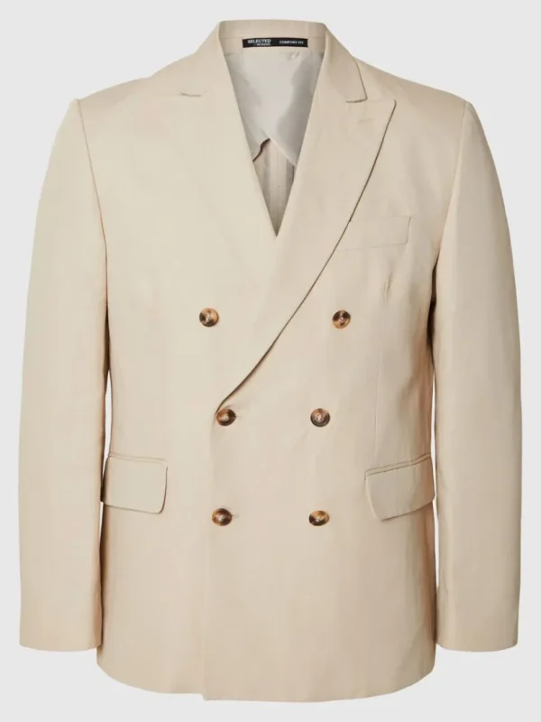 Jakkesæt & Blazers>SELECTED DOBBELTRADET BLAZER Beige