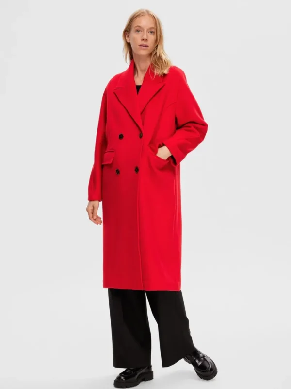 Overtøj>SELECTED DOBBELTRADET FRAKKE Red