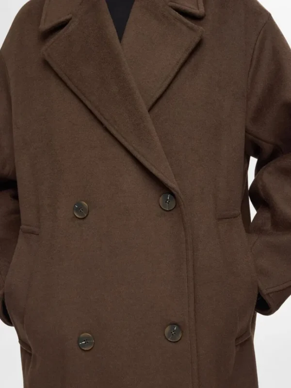 Overtøj>SELECTED DOBBELTRADET FRAKKE Brown