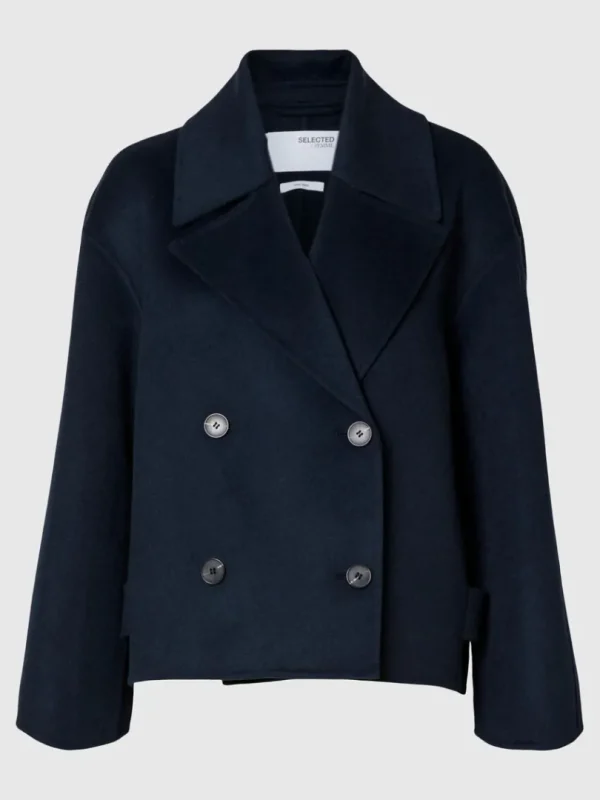 Overtøj>SELECTED DOBBELTRADET FRAKKE Blue