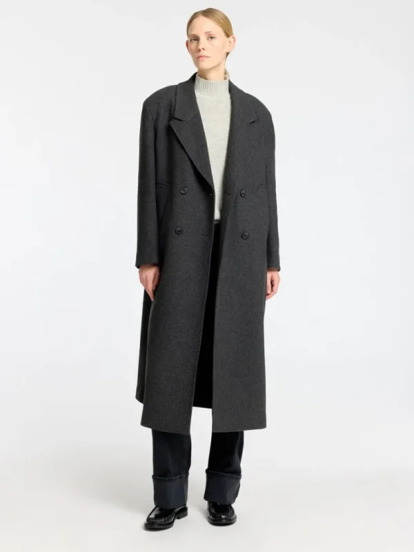 Overtøj>SELECTED DOBBELTRADET LANG FRAKKE Grey